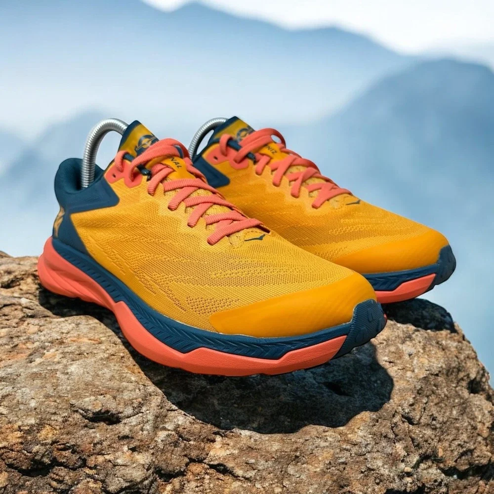 Hoka One One Women’s Orange and Blue Athletic Running Shoes